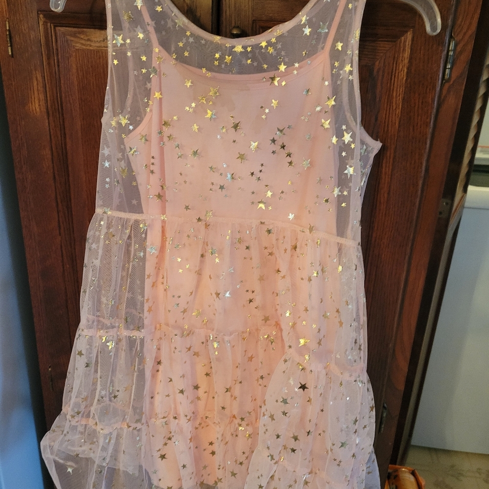 EPIC THREAD PEACH OVERLAY DRESS